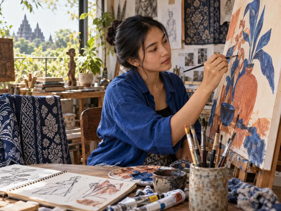 Belajar melukis di studio seni